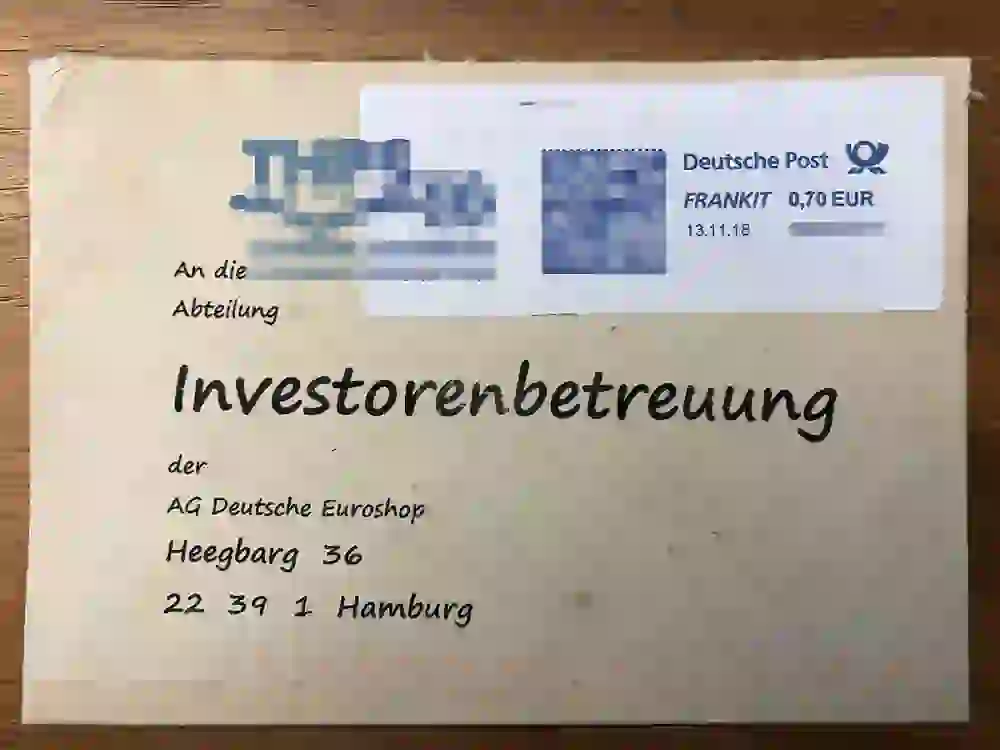 Traditional letter to IR team